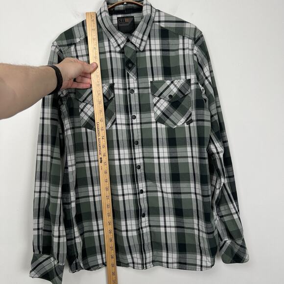 511 Tactical Series Men's Small Long Sleeve Snap Button Shirt Green/Black Plaid - Picture 5 of 8